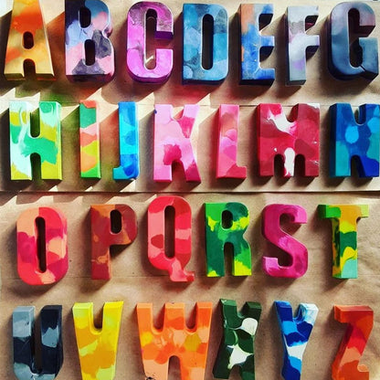 Wocuz 2 Pack Uppercase Letters Crayon Mold Lowercase Alphabet Chocolate Baking Mold Resin Mold Cake Pan Handmade Soap Mold Biscuit Ice Cube Tray DIY for Back to School Project