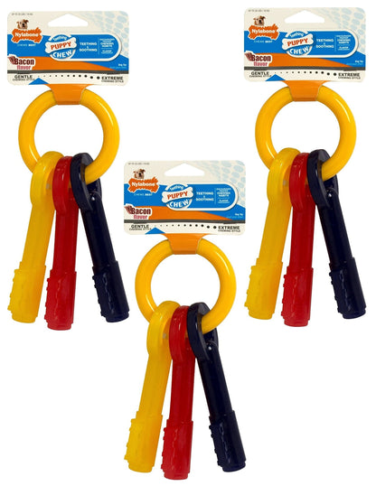 Nylabone Just For Puppies Key Ring Bone Puppy Dog Teething Chew Toys - Size Medium