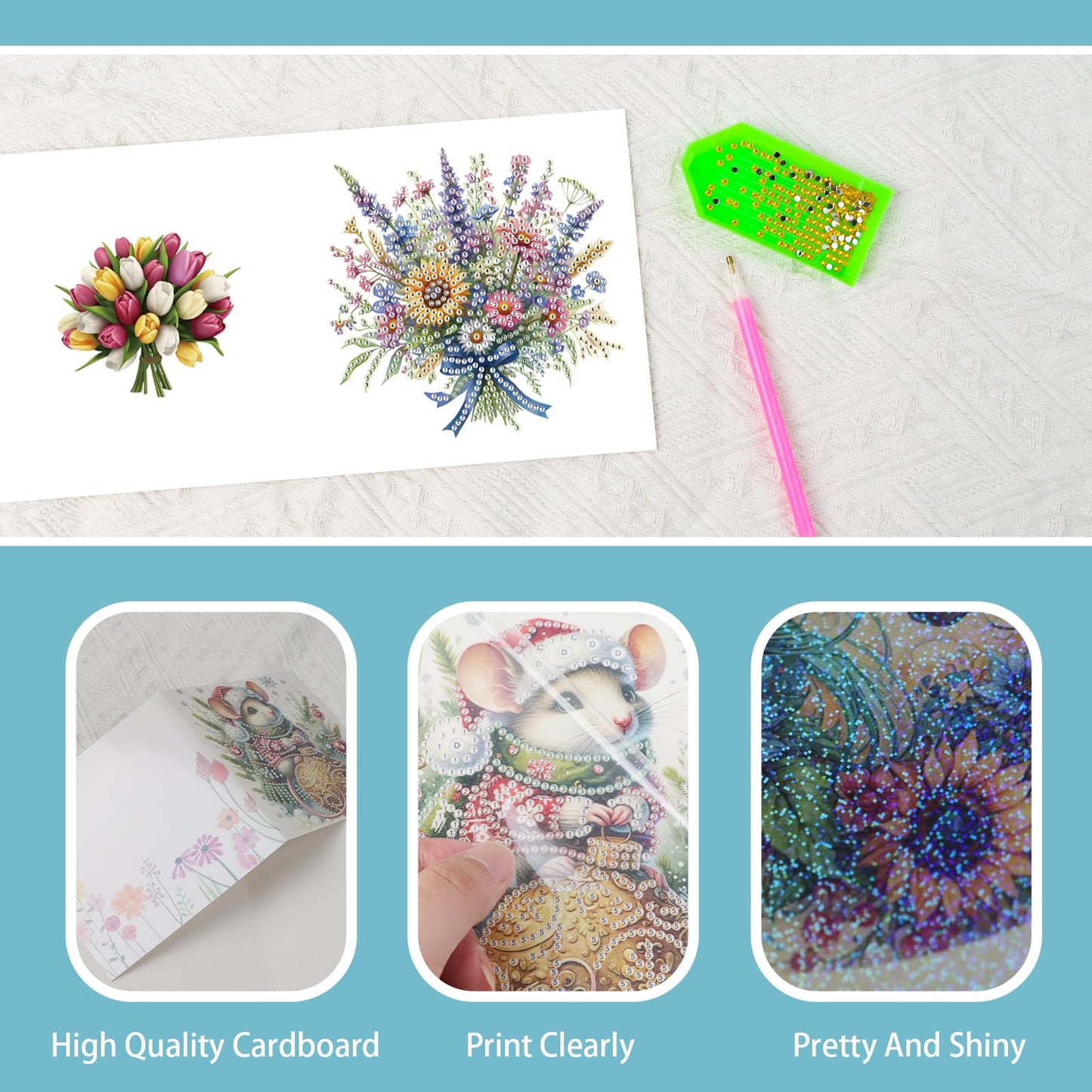 JZHYOAN 6Pcs Sunflower Diamond Art Card with Envelopes DIY Diamond Painting Cards Crystal Arts Craft Gem Art Gem Painting Mosaic Kit for Adults Birthday Greeting Cards for Holidays Celebrations