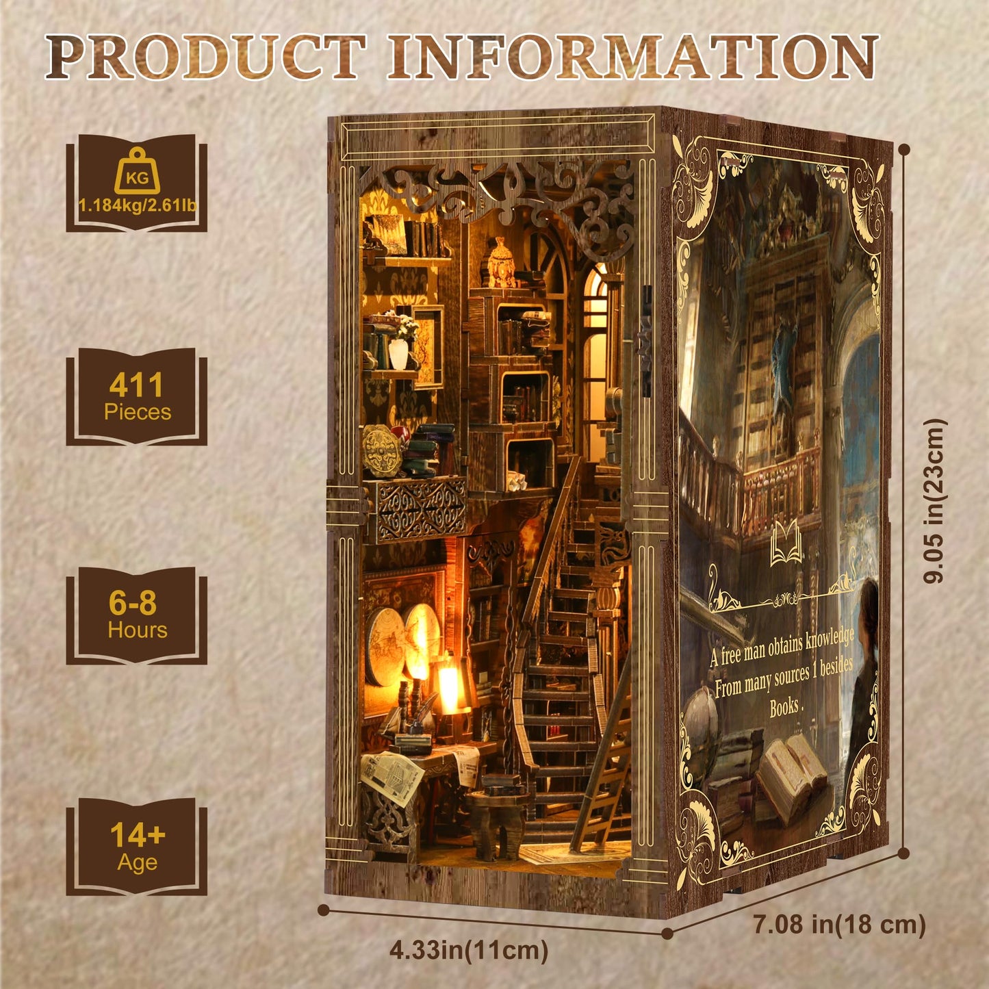 CRIOLPO Book Nook Kits for Adults - Book Nook Kit Bookshelf Decor DIY Miniature House Kit for Bookshelf - Craft Kits for Adults Booknook Model Kits Tiny House Arts and Crafts