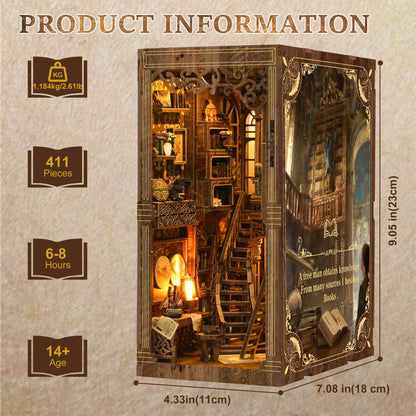 CRIOLPO Book Nook Kits for Adults - Book Nook Kit Bookshelf Decor DIY Miniature House Kit for Bookshelf - Craft Kits for Adults Booknook Model Kits Tiny House Arts and Crafts