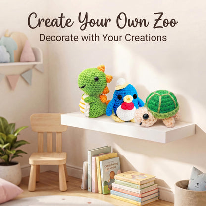 Crochet Kits for Begainners – 6 pcs Animal Amigurumi Set, 6 pcs Zipper Bag, Beginner Crochet Starter Pack for Adults & Kids, Learn to DIY Craft Stitch with Yarn, Hooks, Stuffing & Paper Instructions