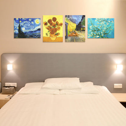 Muzagroo Art Van Gogh Diamond Painting Kits for Adults, DIY 5D Diamond Art Kits for Beginners, Starry Night Arts and Sunflower Crafts Diamond Art for Living Room, Kids Room 4 PCS Wall Art