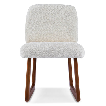 Christopher Knight Home Valora Boucle Upholstered Dining Chairs Set of 2, Modern Dining Chair with Sled Base, Wooden Armless Kitchen Chairs with Solid Back, Extra Seat for Dining Room, Beige + Brown