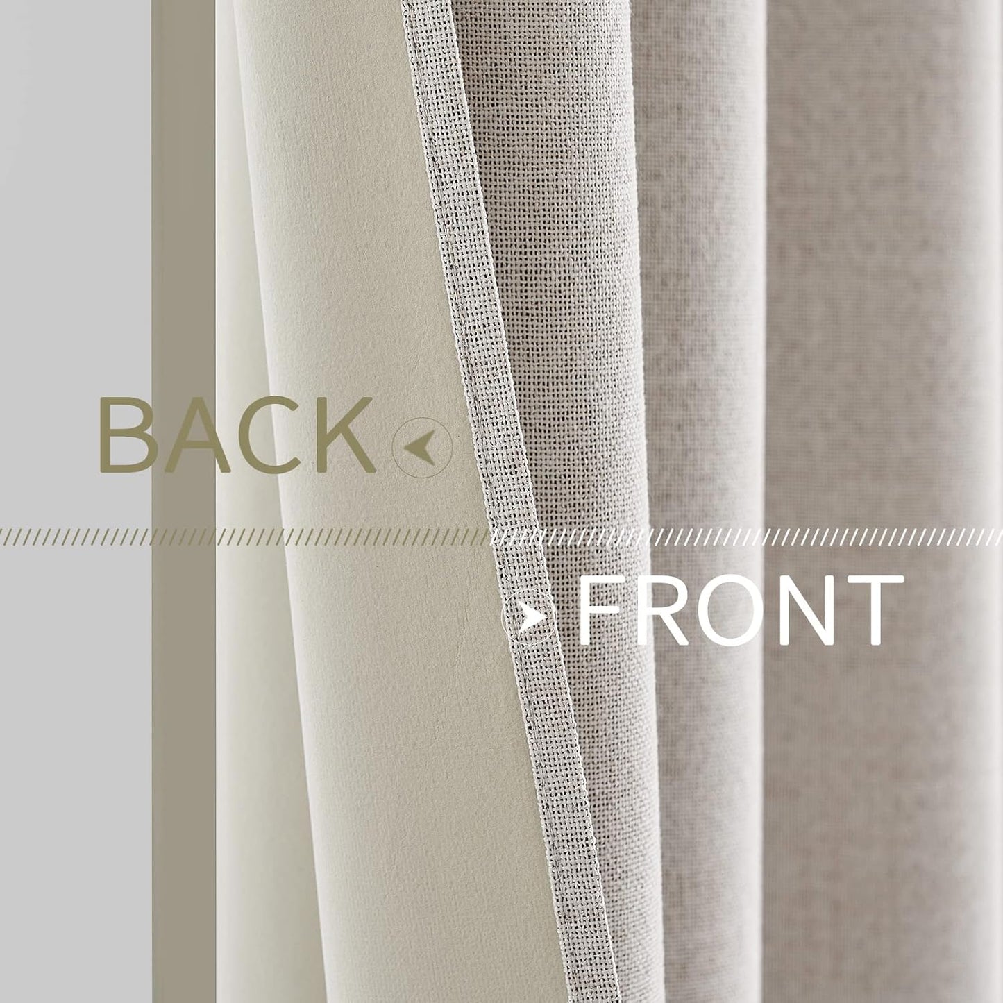 MIULEE Blackout Linen Textured Curtains - Thermal Insulated Ivory Drapes for Bedroom | 42 x 84 Inch (2 Panels)