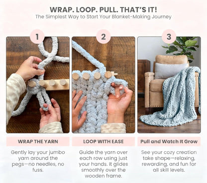 blloocod 46” Chunky Blanket Loom Knitting Loom for DIY Throw Blankets, Hand Knitting Yarn Chunky Blanket Kit