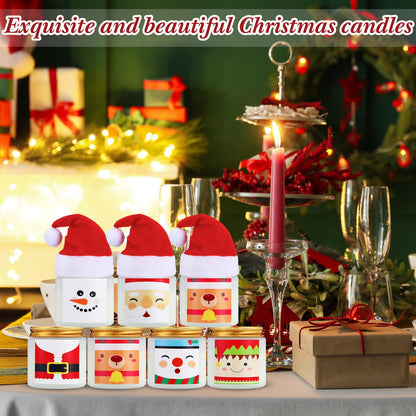 Conelist 12 Pack Christmas Scented Candles Jar Set Include 6 Pcs 7oz Aromatherapy Soy Wax Candles and 6 Pcs Mini Xmas Santa Hat Holiday Table Centerpieces Gifts for Women Men Relaxing Spa