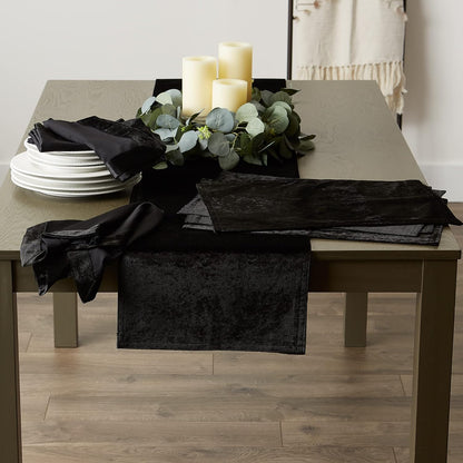 DII Velvet Collection Table Runner, 14x108, Black