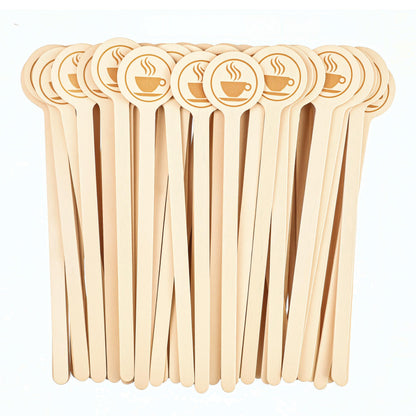 YANPROG Wooden Coffee Stirrers 100-Pack Coffee Stir Sticks 5.9 Inch Natural Birch Stir Sticks with Round Ends, Disposable Stirring Sticks for Coffee, Cocktails, Milk & Hot Drinks