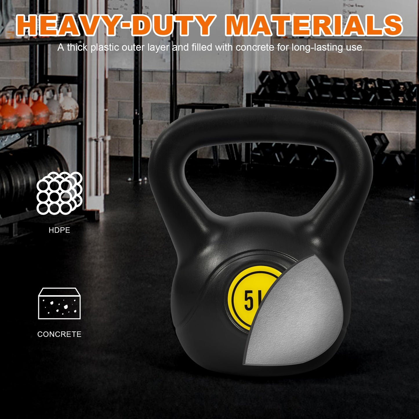 Fitvids Wide Grip 3-Piece Kettlebell Exercise Fitness Weight Set, Include 5 lbs, 10 lbs, 15 lbs and 20 lbs, Set of 3 or Set of 4
