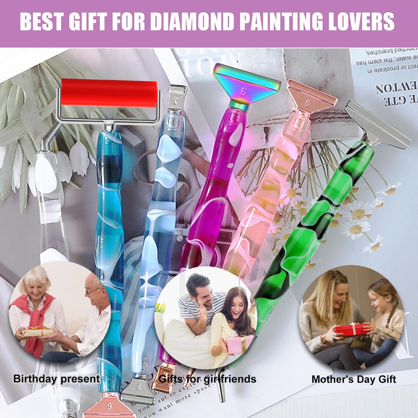 Heyseri Diamond Painting Pens, “Classic Wax Stylus” Diamond Art Pen, Gem Painting Tools Accessories, Gem Art Pen with Metal Tips for 5D Craft Nail