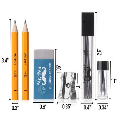 Mr. Pen- Professional Geometry Set, 15 pcs, Drafting Tools with Protractor, Compass, Metal Ruler, Triangles, Pens & Pencils, Complete Geometry & Drafting Kit for Architects, Engineers & Students