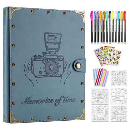 ZEEYUAN Leather Scrapbook Album 60 Pages Love Memory Photo Album 8.5x11 inch, Travelling Journal Scrap Book Family Scrapbook Scrapbooking Supplies Kits Gift for Couples Anniversary Wedding