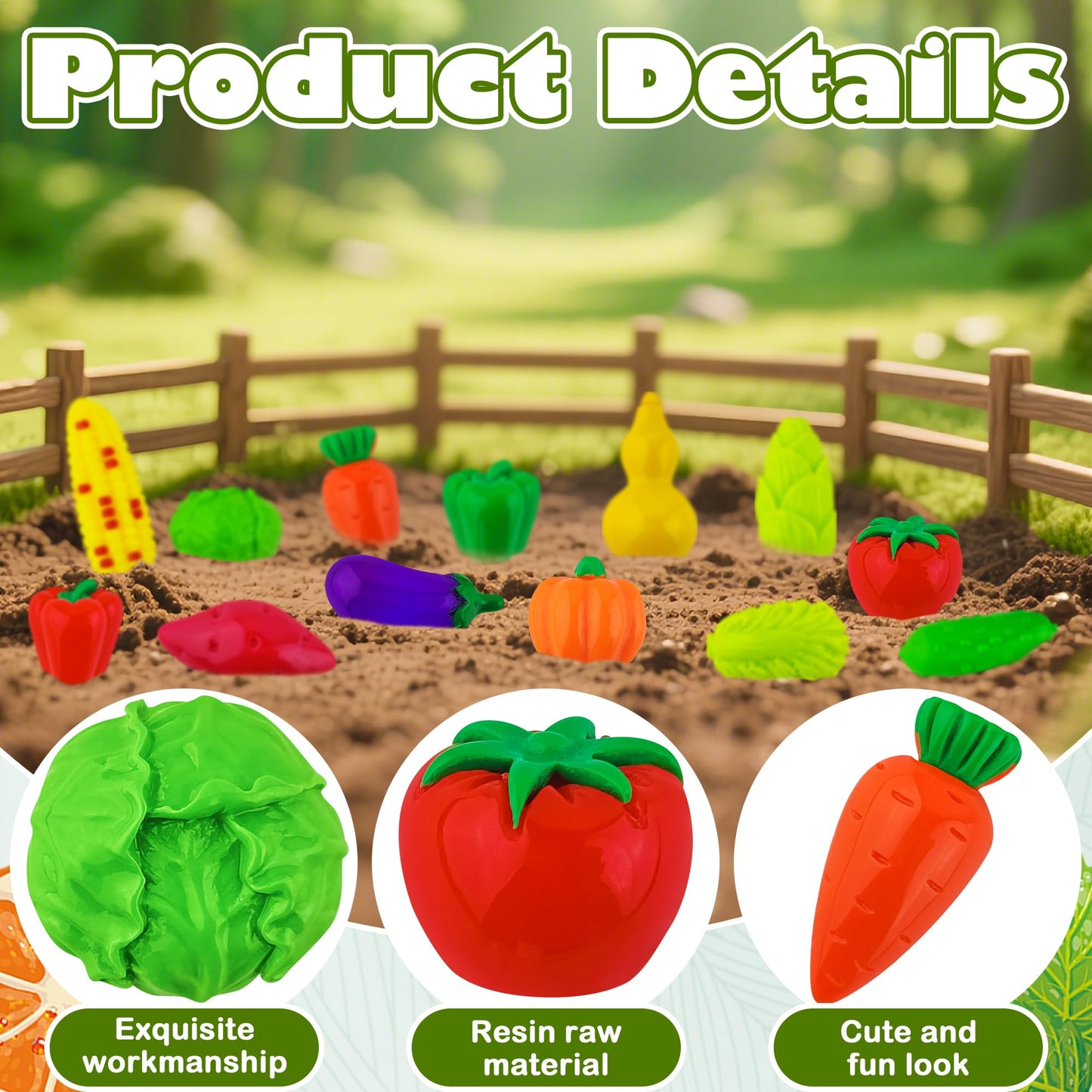 Kaiyuan Dynasty 60pcs Mini Resin Vegetable Figurines Miniature Vegetable Figurines Tiny Artificial Vegetables for DIY Art Crafts Cake Topper Miniature Landscapes Garden Home Kitchen Decoration