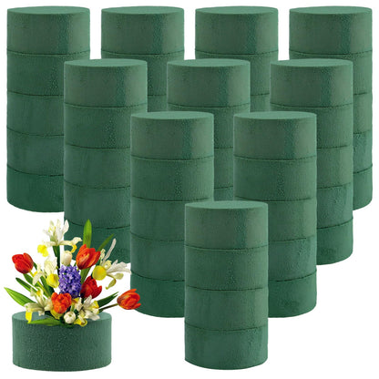 KOHAND 50 Pack 3 Inch Flower Round Floral Foam, Green Dry and Wet Foam Block, Round Foam Blocks for Artificial Flowers, Wedding Aisle Flowers, Craft Project