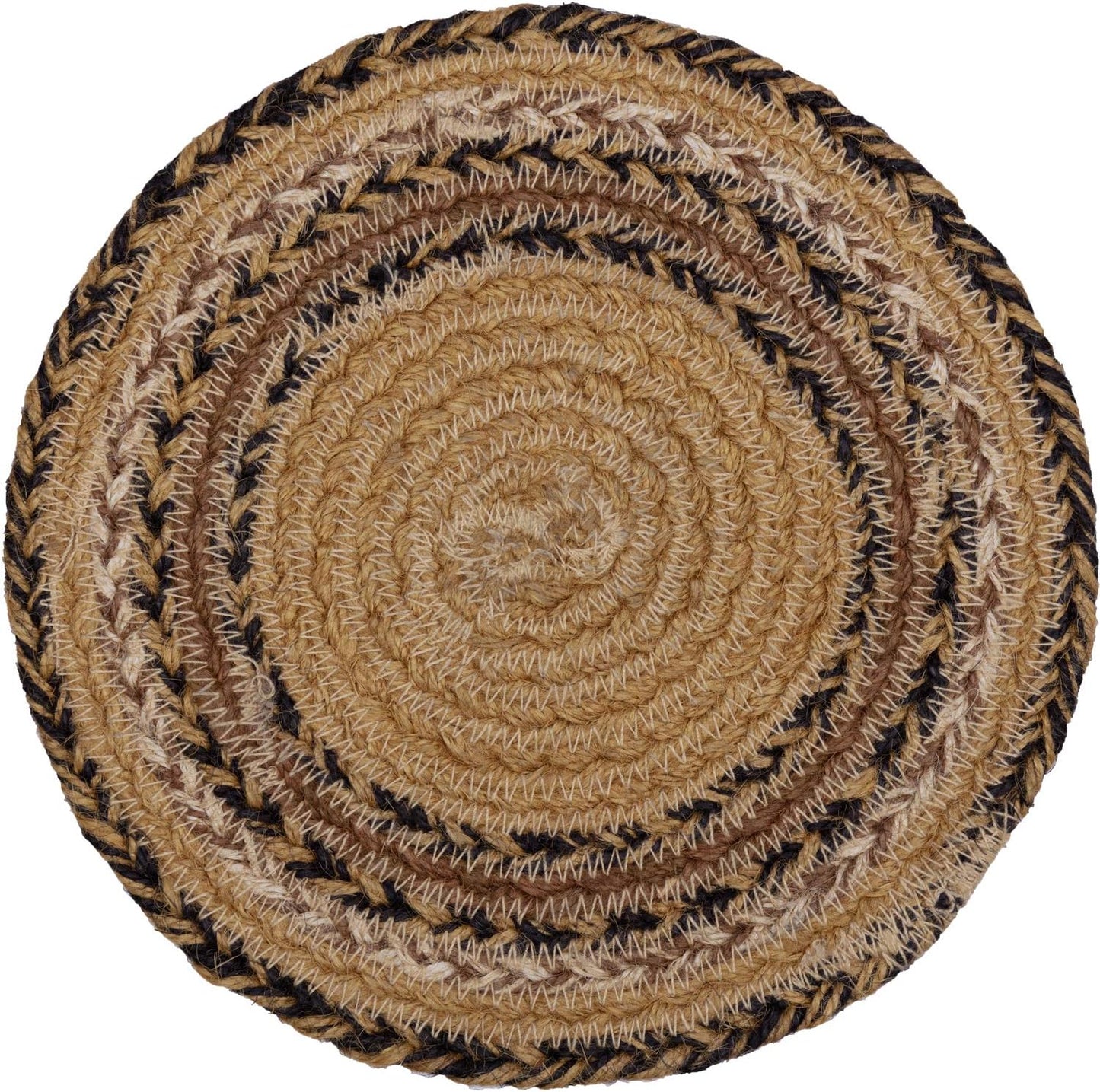 VHC Brands Kettle Grove Jute Stencil Star Trivet, 8 Inch, Primitive Country Patchwork Design