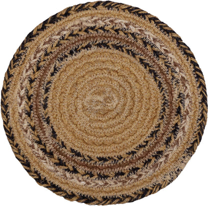 VHC Brands Kettle Grove Jute Stencil Star Trivet, 8 Inch, Primitive Country Patchwork Design