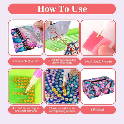 LSQFS DIY Diamond Art Tissue Box, Wooden Rhinestone Craft Kit, Sparkling Handmade Tissue Holder for Home Office Vanity Decor, Diamond Art Kits for Adults, Ideal Gift for Craft Lovers