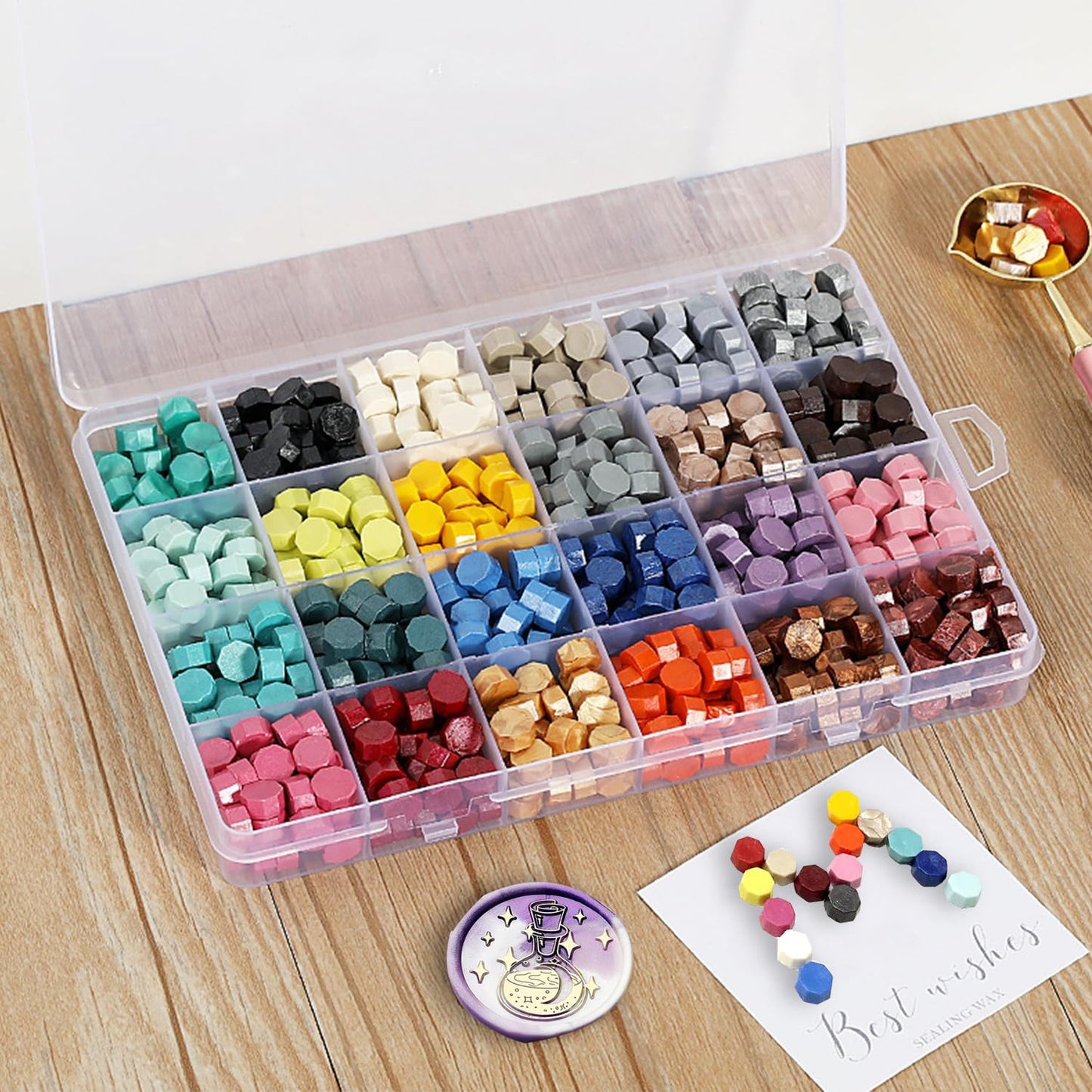 MONVICT 732 Pcs Wax Seal Stamp Kit with Pink Gift Box, Electric Wax Seal Warmer, Sealing Beads, Stamp, Spoon, Pens, Envelopes, Tweezers Gift for Kids Girls Crafter DIY