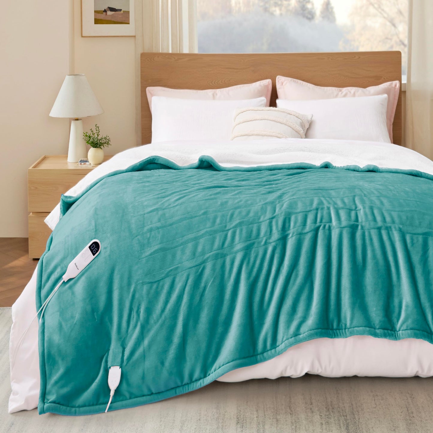 Bedsure Electric Blanket King Size - Dual Control Heated Blanket King Size, Fast Heating with 10 Time Settings & 10 Heat Settings, Warm Gift for Grandma (100x90 inches, Grey)