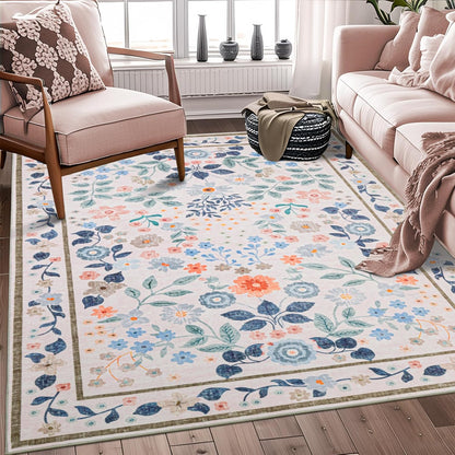 5x7 Pink,5'x7' YIHOUSE Pink Area Rug, Washable Bedroom Rug Floral Non Slip Soft, Small Colorful Throw Carpet