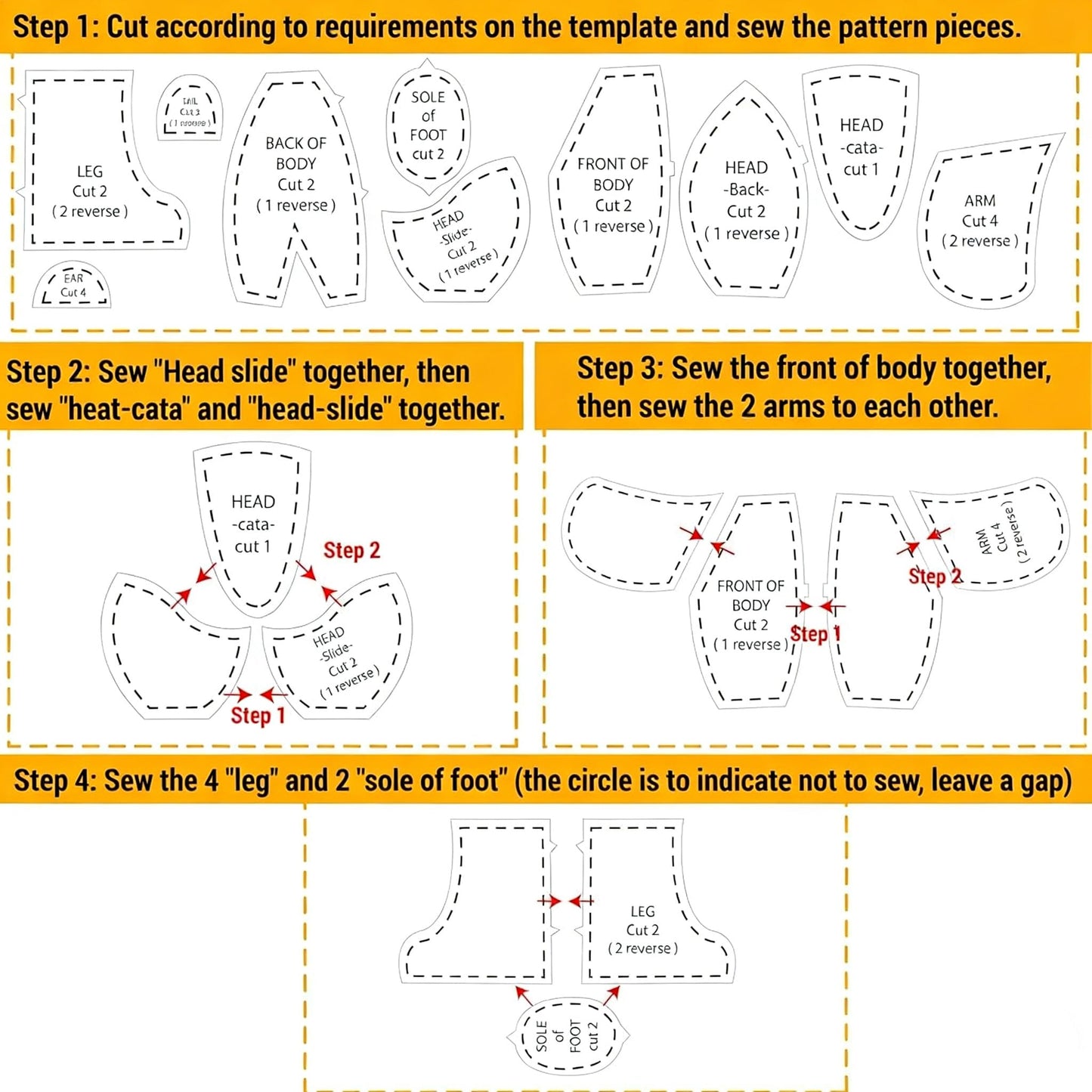 YICBOR Memory Bear Sewing Templates Set, 10Pcs Durable Acrylic Teddy Bear Sewing Patterns & Templates with Detailed Instructions for Sewing (Medium)