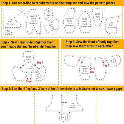 YICBOR Memory Bear Sewing Templates Set, 10Pcs Durable Acrylic Teddy Bear Sewing Patterns & Templates with Detailed Instructions for Sewing (Medium)