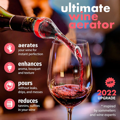 New 2024 Luxury Wine Aerator, Professional Quality Wine Air Aerator Pourer, Red Wine Decanter with Spout