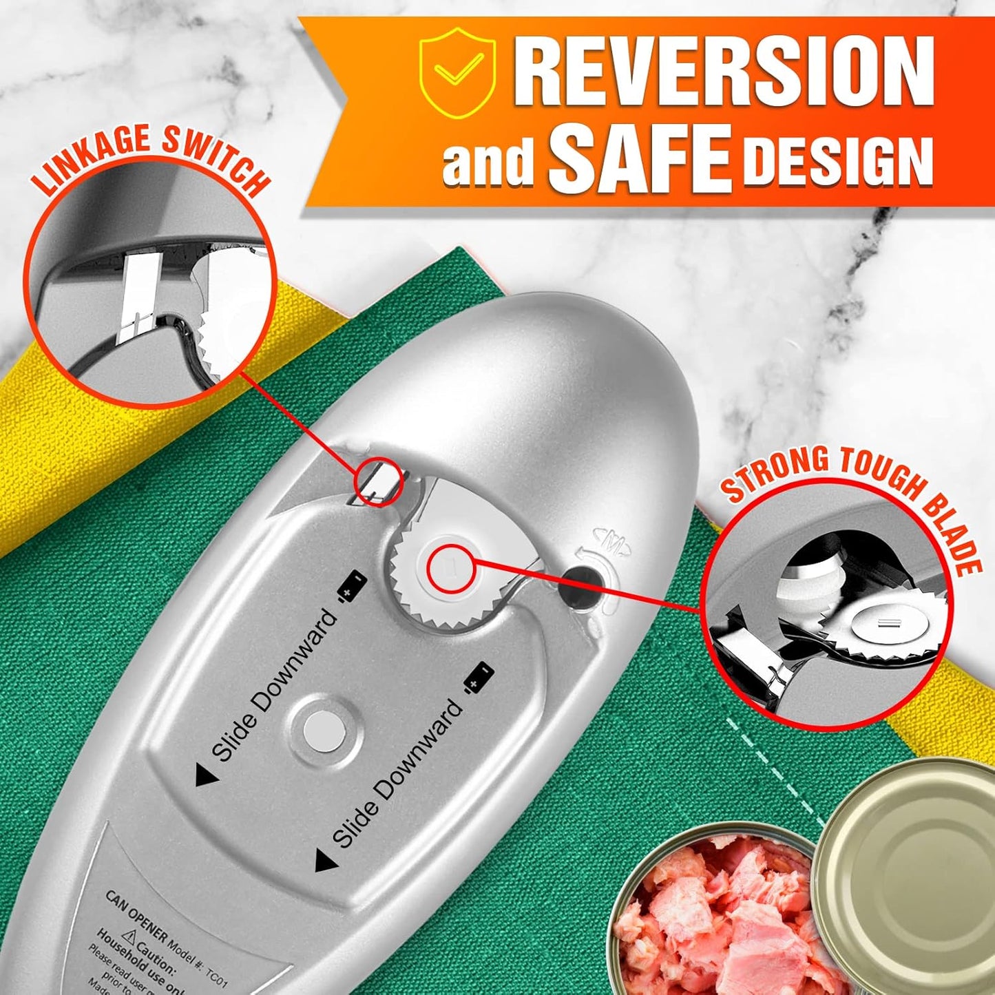 Battery Operated Electric Can Opener, Automatic Opens Most Cans, Handheld Smooth Edge, One Touch Switch Kitchen Gifts
