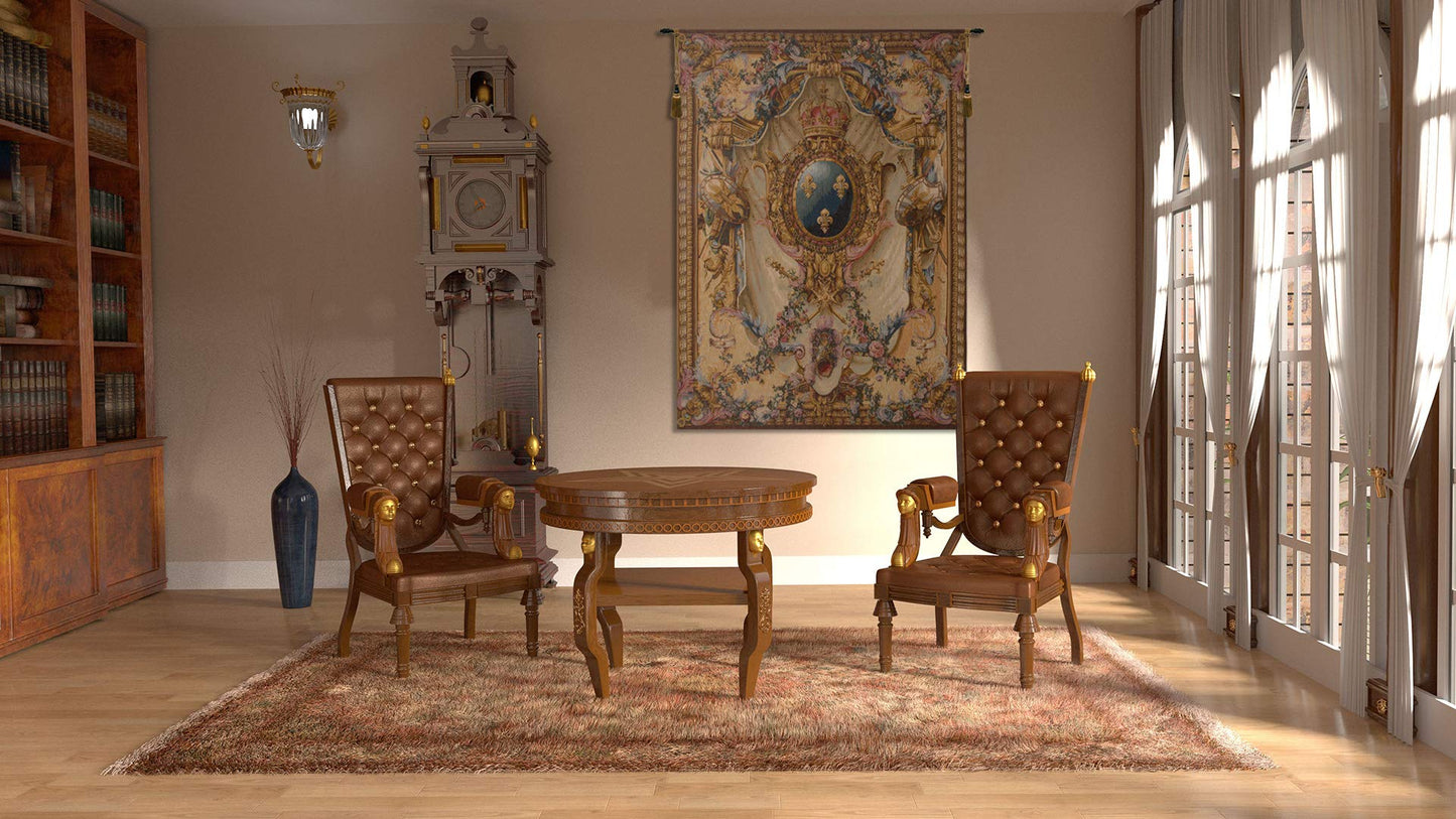 C Charlotte Home Furnishings Inc Grandes Armoiries Creme I French Tapestry Wall Hanging 78 X 59 Inch Viscose Cotton And Polyester Blend Wall Art Perfect For Home Decor And Wall Decor