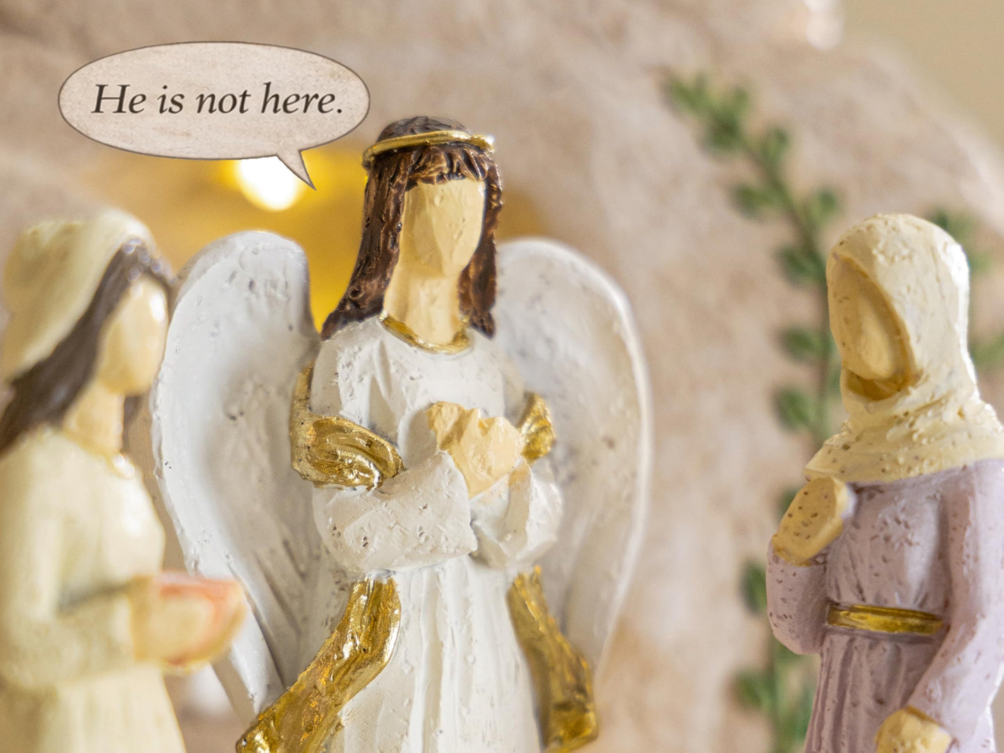 Easter Decorations for Home – 11 Pieces LED Resurrection Scene Set with Empty Tomb & Cross Shaped Resin Table Decor, Jesus Statue Set, Christian Easter Table Decorations & Mantel Decorations