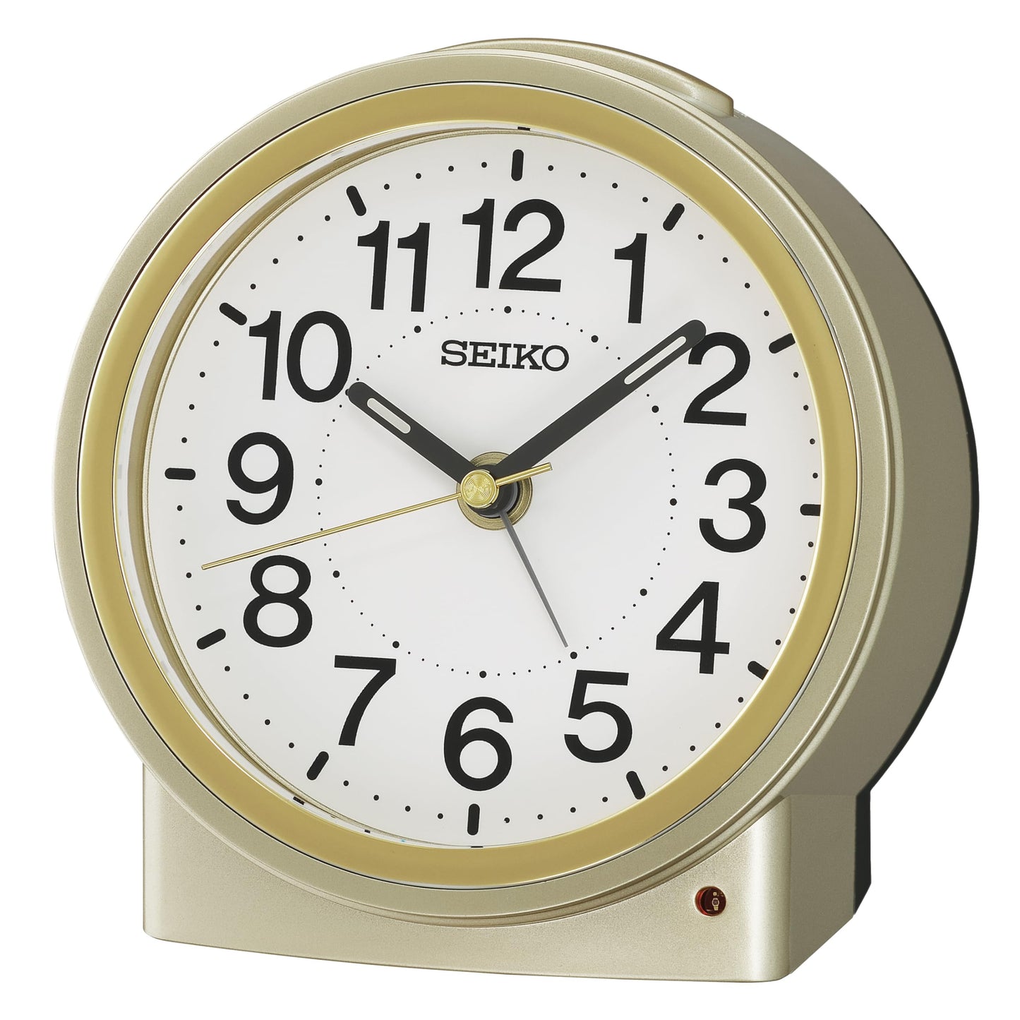SEIKO QHE199GLH Round Classic Non Ticking Bedroom Alarm Clock, Gold, 4.6 x 4.7 Inches