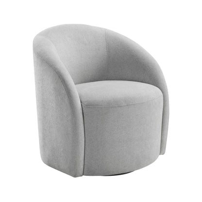 Lexicon 360 Degree Swivel Accent Chair, Boucle Fabric Arm Chair with Metal Swivel Base and Sloped Arms for Living Room/Bedroom/Office, Light Gray