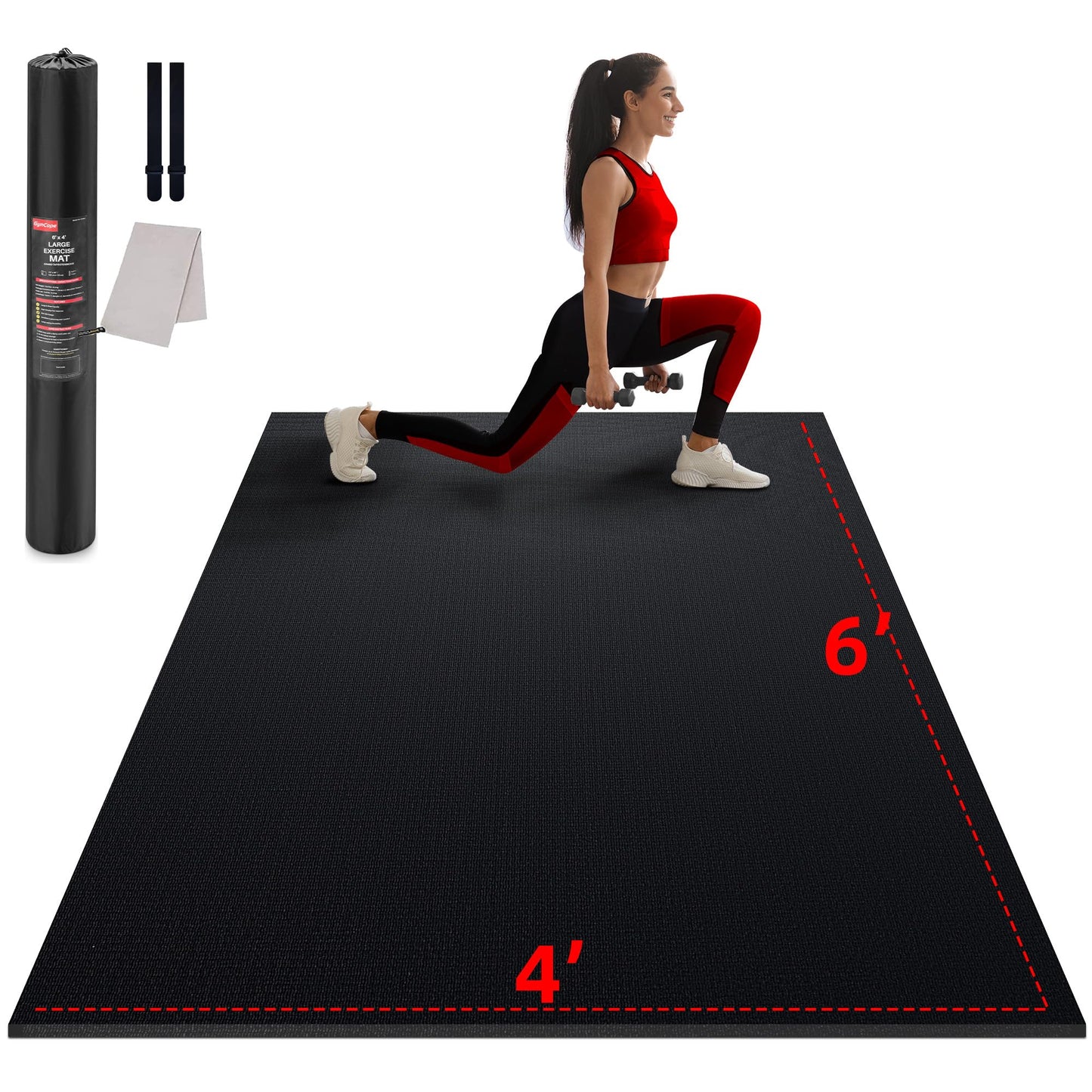 Large Exercise Mat for Home Workout,12‘x6’/10'x6'/9'x6'/8'x6'/7'x5'/6'x4' (7mm) Extra Thick Workout Mat, High-Density Gym Mat for Cardio, Jump Rope, MMA, Weights (Shoe-Friendly)