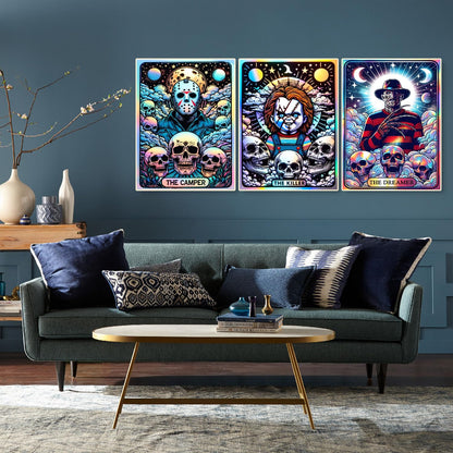 6 Packs Halloween Diamond Painting Kits for Adults, DIY Horror Diamond Art Kits for Beginners, 5D Full Drill Crystal Arts and Crafts Gem Art Painting Kits for Home Wall Decor Festival Gift (30*40cm)