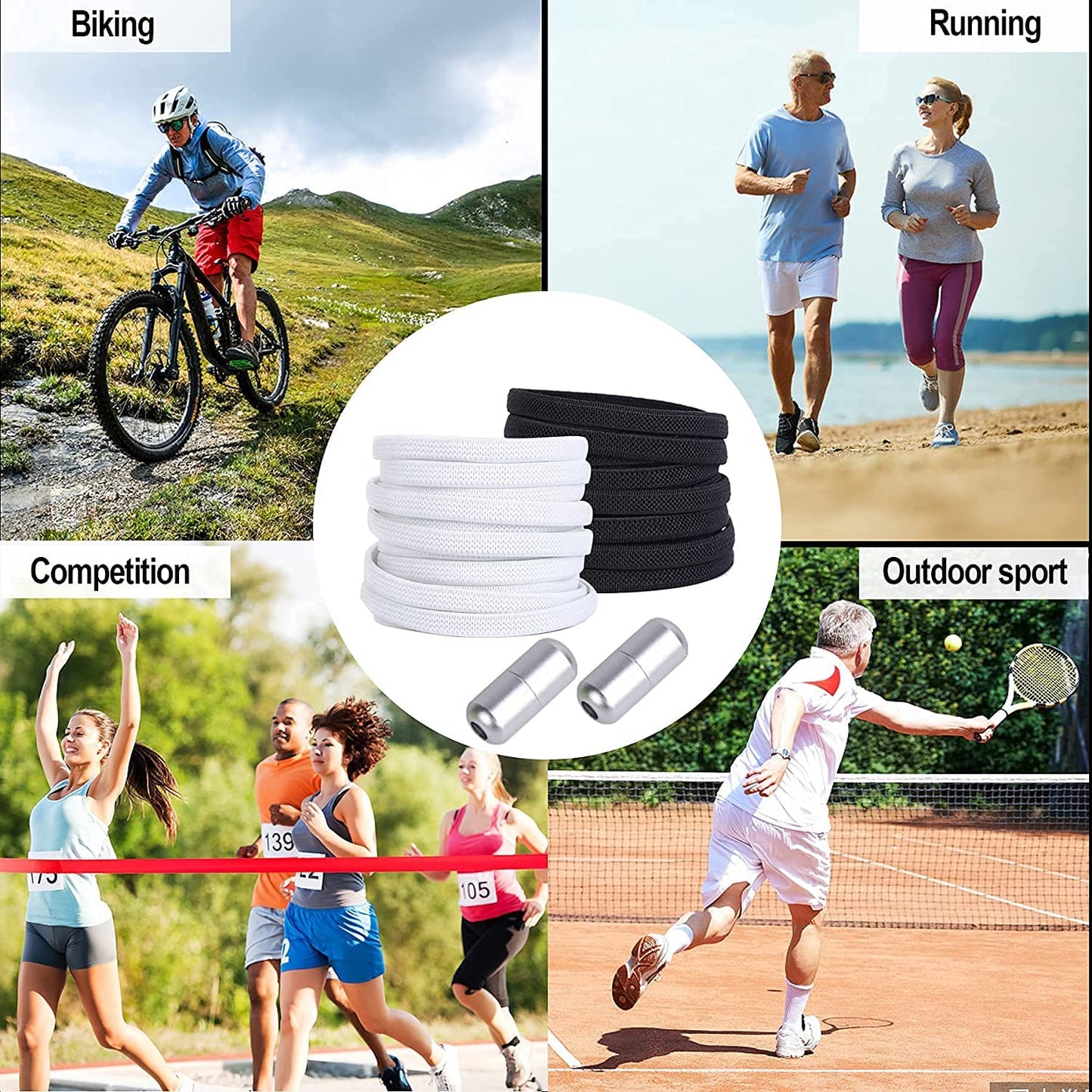 No Tie Elastic Shoe Laces With Laces Lock Sneakers Tieless One Size Fits All Kids & Adult Sports Flat Shoelaces