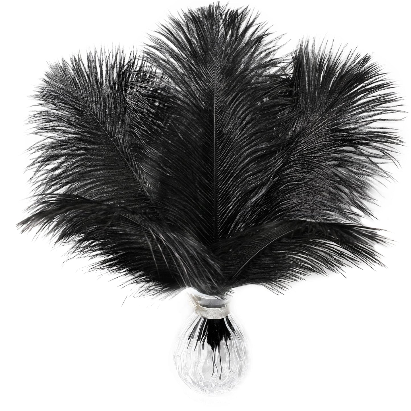 Soarer Black Large Ostrich Feathers - 15 pcs 12-14inch Craft Feathers for Gatsby Wedding Party Centerpieces,Flower Arrangement and Home Decoration.(Black)