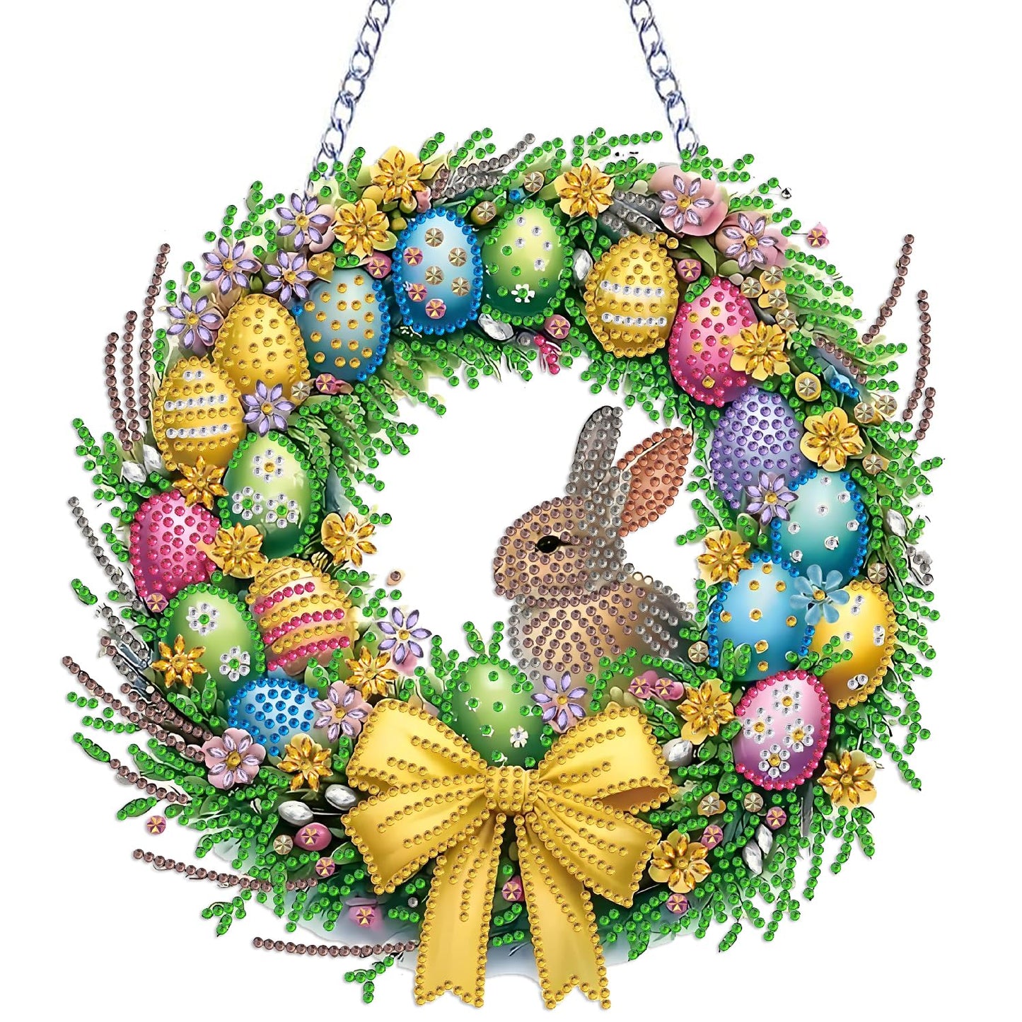 STGLCR Rabbit Easter Egg Diamond Art Hanging Kit for Adult,Special Shaped Rhinestone,Double Sided DIY Acrylic 5D Diamond Art Painting Window Pendants Home Garden Wall Hanging Kits Ornament 9.44inch