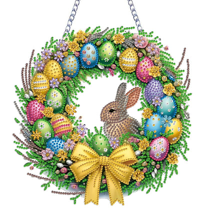 STGLCR Rabbit Easter Egg Diamond Art Hanging Kit for Adult,Special Shaped Rhinestone,Double Sided DIY Acrylic 5D Diamond Art Painting Window Pendants Home Garden Wall Hanging Kits Ornament 9.44inch