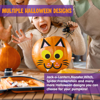 JOYIN 16 Packs Halloween Pumpkin Decorating Stickers Foam Craft Kit, Halloween Party Favors for Kids, Party Supplies Arts Activities, Jack O Lantern Face Sticker School Games Gifts