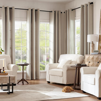 jinchan Blackout Linen Textured Curtain, 84 Inches Long, Thermal Insulated Grommet Top Window Drape for Bedroom