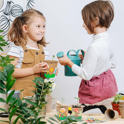 Ayfjovs 80 Pack Garden Paper Pot Craft Kit, Kids Flower Plant Growing Kit with 300 PCS Adhesive Foam Stickers and 80 PCS Plant Pots Labels for Classroom DIY Planting, Kids Summer Craft, Father's Day