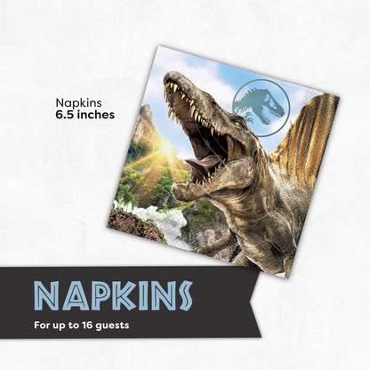 Jurassic World Plates and Napkins for 16 | Jurassic Park Birthday Decorations | Officially Licensed