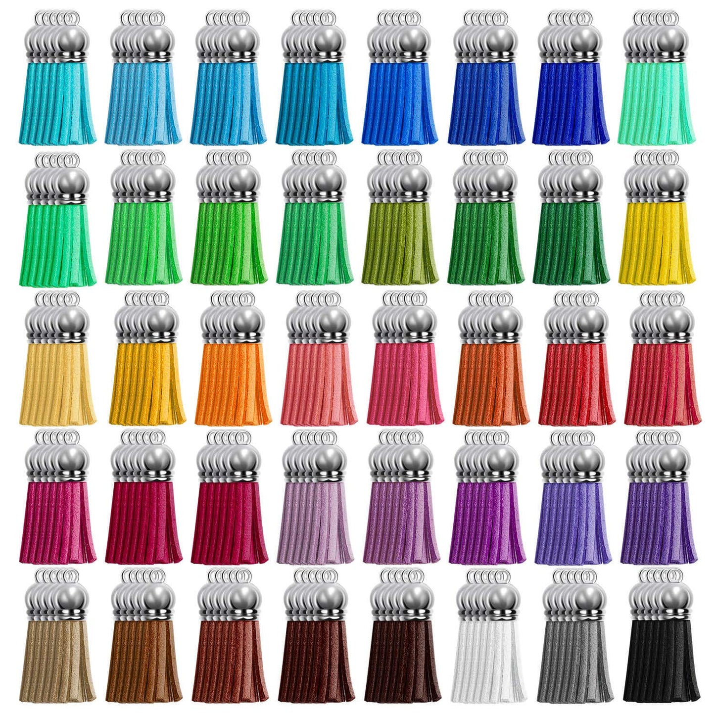 Cridoz 200pcs Leather Keychain Tassels Bulk for Crafts, Acrylic Blanks, Charms, Earrings, Bracelets and Jewelry Making (40 Colors)
