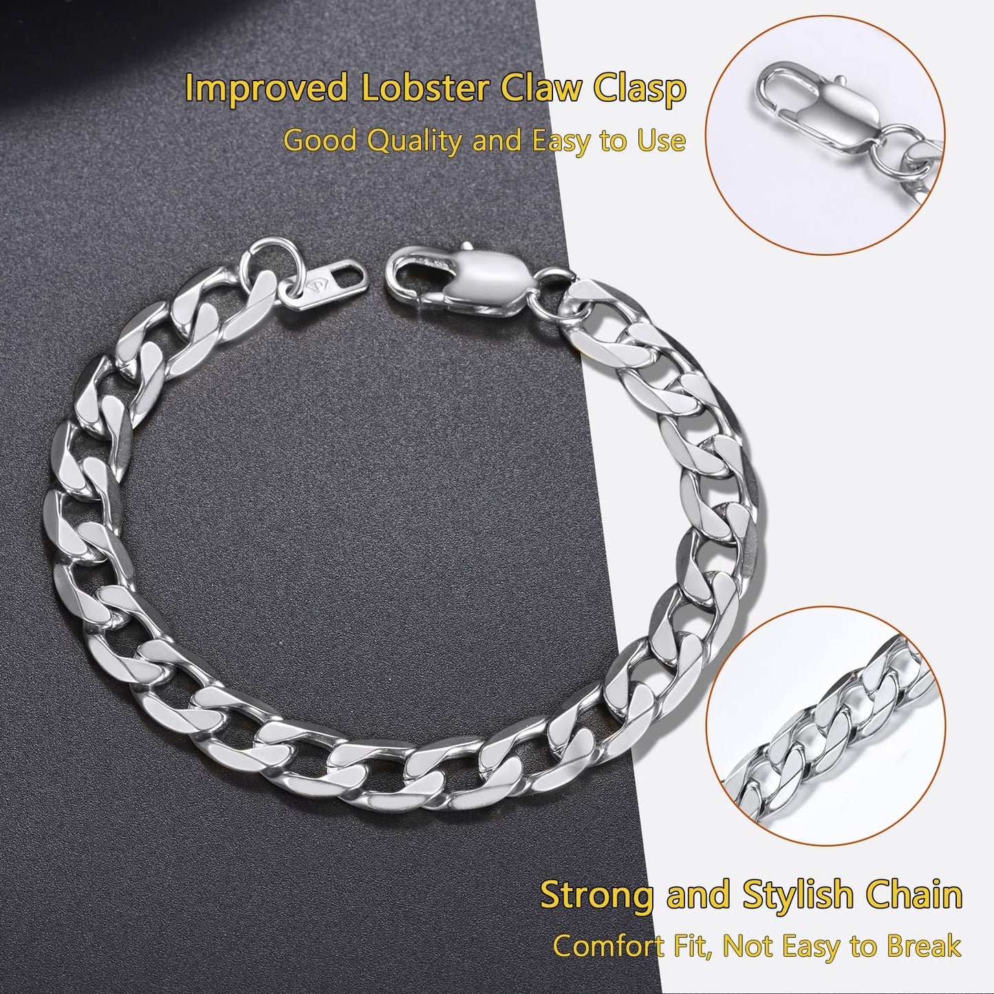 PROSTEEL Stainless Steel Chain Bracelets Trendy Layering Curb Chain Cuban Link Minimalist Bracelet Men Jewelry