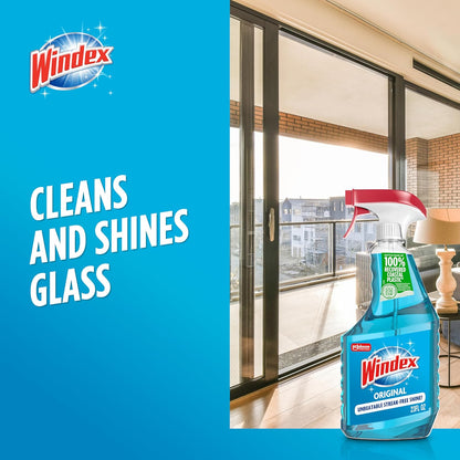 Windex Glass Cleaner Spray - Eco-Friendly 100% Recycled Plastic - Original Blue Scent | 23 Fl Oz (Pack of 6)