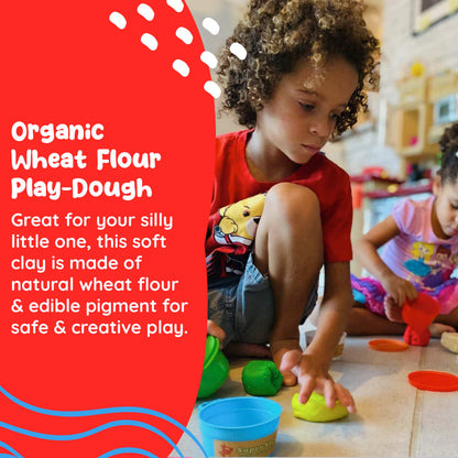 Modeling Clay for Kids - 12 Super Soft & 100% Natural Doughs Made from Wheat Flour - 100g Per Can of Reusable & Vibrant Clay Modeling Kit for Ages 3+ by Marie’s Kids