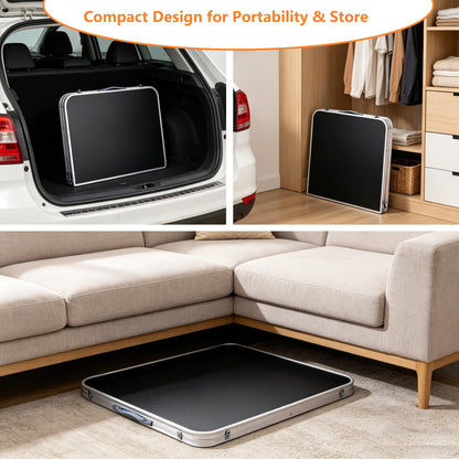 EDWINENE 3 Feet Small Folding Table with Adjustable Height, Lightweight Portable Utility Table for Travel Picnic BBQ Fishing RV Car Tailgate Camping Beach Outdoor Essentials, MDF Tabletop, Black 5Pcs