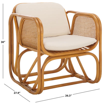 SAFAVIEH Couture Collection Brauner Tropical Coastal Natural Rattan Pole Accent Chair (Fully Assembled)