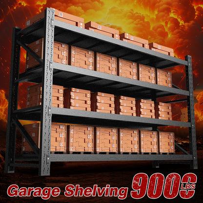 Fesbos 9000LBS Metal Steel Storage Shelves - 75" W Black 4 Tier Heavy Duty Rack Commercial Industrial Shelving with Adjustable Shelf for Basement Garage Warehouse - 75" W x 24" D x 70" H